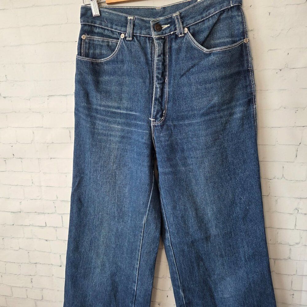 Lawman VTG Western Womens Wide Leg Jeans Tall Size 26 x 35 Tagged 32 Long Flare - Picture 4 of 11
